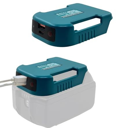 EID 2 Pack Adapter Fit for Makita 18V Battery, With USB Port & Type C Port Output Charging for Phone, Tablet, Battery Adapter and Hanger 2-in-1 (Only Adapter)