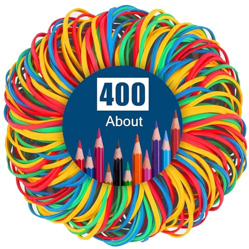 400strip Elastic Rubber Bands,Elastic bands office,Rubber Bands Assorted Sizes,Sturdy Thick & Stretchable Colored Bands,Natural Elastic Bands for School Home Office Supplies Industrial Crafts