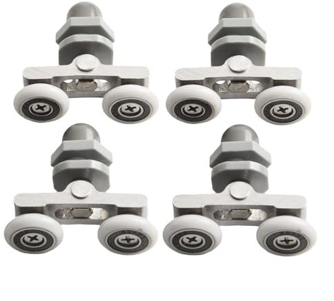 Entgoinggo Lot de 4 roulettes de porte de douche à double fond coulissant (19 mm)