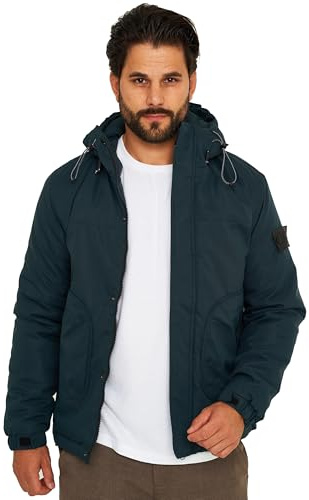 Soulstar Herren Übergangsjacke mit Kapuze Steppjacke Outdoorjacke Winterjacke Funktionsjacke Mens Jacket S2_WEDGE-7-Teal-M
