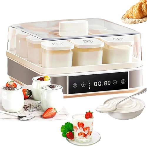 SUCRFXJ Yogurt Maker, 9 * 170ml Automatic Yogurt Maker Machine, Adjustable Temperature & Time Control for Fresh Homemade Yogurt, Digital Yoghurt Maker for Home, Natto Maker, Rice Wine, BPA-Free