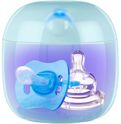 Esterilizador Portátil para Chupetes, Caja Sanitizadora UV-C Mini - Esterilización 99,99% en 3 Minutos, Recargable USB-C, Caja Esterilizadora para Chupetes de Bebé, Tetinas de Biberón y Más