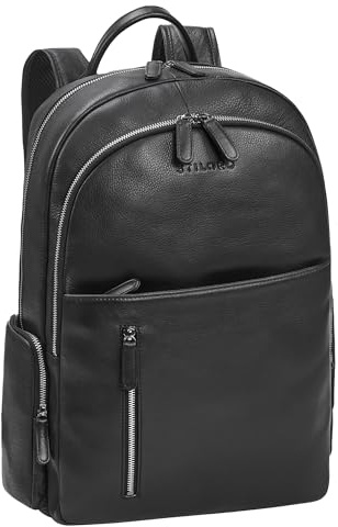STILORD Rio Premium Leder-Rucksack Herren Schwarz - Moderner Business Arbeitsrucksack mit Laptopfach 15.6 Zoll Modern Groß - Laptoprucksack Männer für Arbeit Büro Reise Uni - aus Echtleder