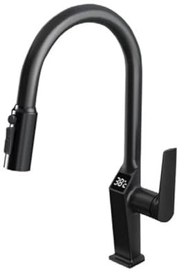 LakeBayMZC 3 Wege Wasserhahn Küche Mit Ausziehbar,Mit LED-Temperaturanzeige,3 in 1 Mischbatterie für Wasserfilter,360°Drehbar Küchenarmatur, Schwarz Matt