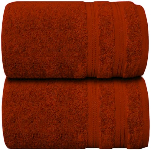 Wholesale Trade Dealz Pack of 1 & 2 Extra Large Jumbo Bath Sheet 100 X 200cm 100% Egyptian Cotton Super Soft Quick Dry Body Wrap Beach Towels XL Bath Towels 600-GSM (2, Orange)