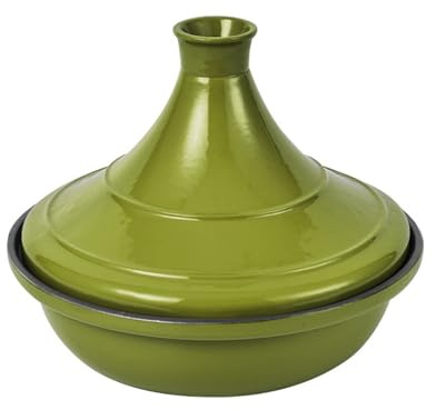 SXTYYH Gusseisen Emaille-Topf Tajine Topf Zum Kochen Tagine Marokko for Herd Und Backofen, Verbessert Den Geschmack for Restaurantqualität(GrüN,24cm)