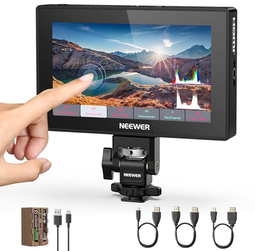 NEEWER F500 PRO 5.5 Camera Field Monitor 2000nit 1920x1080 IPS Touchscreen | HD, 4K HDMI Loop in, Out with 3D LUT Peak Focus DSLR Video Assist HDR Waveform, 5200mAh F750 Battery, DC7-24V/Type C 5V In