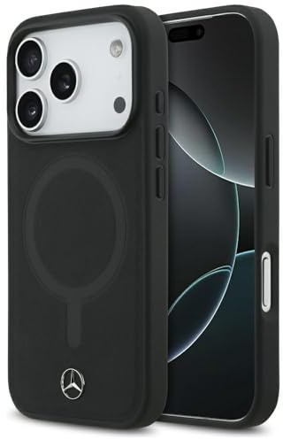 CG MOBILE Mercedes Smooth Leather Compatible with MagSafe Case for iPhone 17 Pro Max (Black)