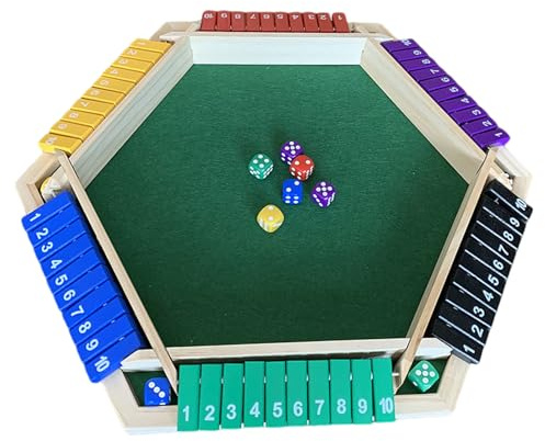 Würfelspiel Shut The Box, Würfelbrett für Familienklassenzimmer, Shutterbox aus Holz für 6 Spieler – klassisches Gesellschaftsspiel wasserdicht auf Tisch und Kneipe für Erwachsene, Familie, Salz