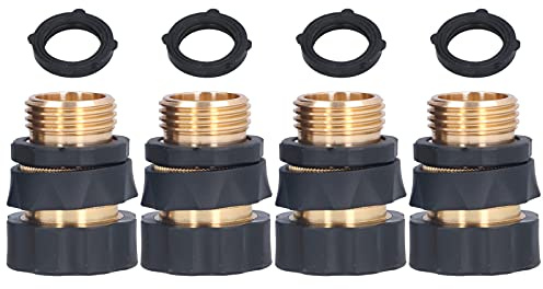 BSLSVGE Universal Hose Quick Connectors 4 - Pack | Brass Leakproof Adapter Fittings for Garden Irrigation/Faucets/Sprinklers | with Gaskets for Washing Machines & RVs