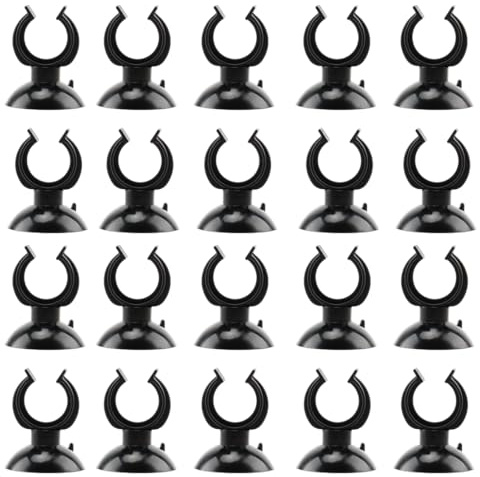 YAZWUR 20 ventouses pour aquarium, clips de support pour chauffage, fixation standard pour tube de chauffage et tuyaux d'eau (Noir)