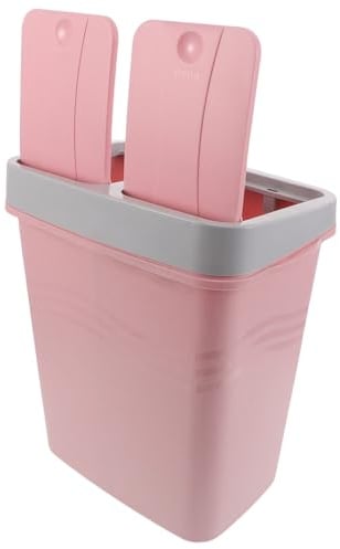 DEARMAMY Poubelle Étroite Cuisine Double Compartiment en Plastique avec Couvercle, Structure Peu Encombrante Facile à Nettoyer, Cuisine et Bureau