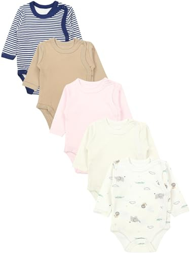 TupTam Wickelbody Langarm Baby Body - Unisex Body Baby im 5er Set aus Baumwolle