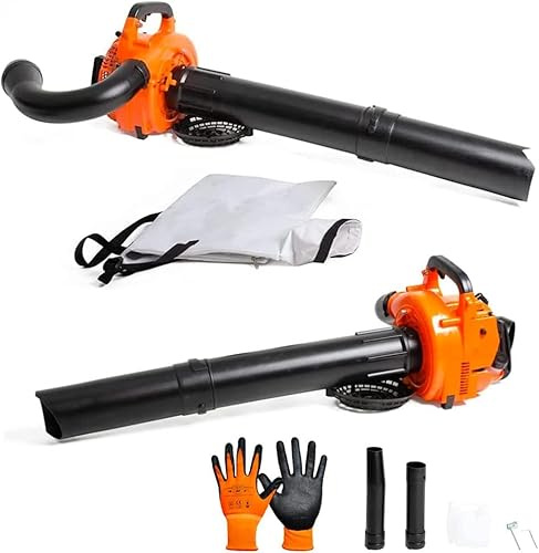 Soffiatore a scoppio con funzione aspiratore dotato di motore a 2 tempi da 25,4 cc compatto e leggero, con due tubi sostitutivi e sacco da 50 lt in omaggio, kit accessori e manutenzione incluso