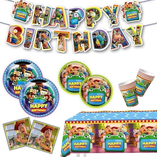 52 Piezas Set de Vajilla para Fiesta de para Cumpleaños Infantil – Incluye Platos de Papel, Vasos y Servilletas, Ideal para Fiesta de Cumpleaños de Niños y Niñas y Decoración para Celebraciones