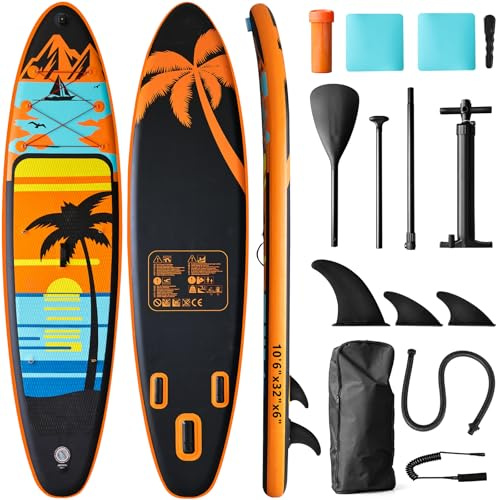 Tavola Da Surf Gonfiabile Adulto,320CM Gonfiabili Sup con Accessori | Pagaia, Pompa,Pinne di Pesce *3,Capacità Carico di 135 KG,Plus Tavola Sup Per Adatto Surfisti Tutti i Livelli