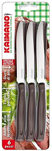 Kaimano KDN021806L 6 Coltelli Dinamik Bistecca Lama Dentata Legno, Multicolore, Unica