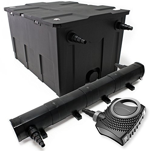 Wiltec Komplettset: CBF-550 Teichfilter bis 60000 L Teichfilteranlage als Durchlauffilter, NEO10000 SuperECO Teichpumpe 10000l/h 80W, CUV-272 Teichklärer UVC Klärer mit 72W