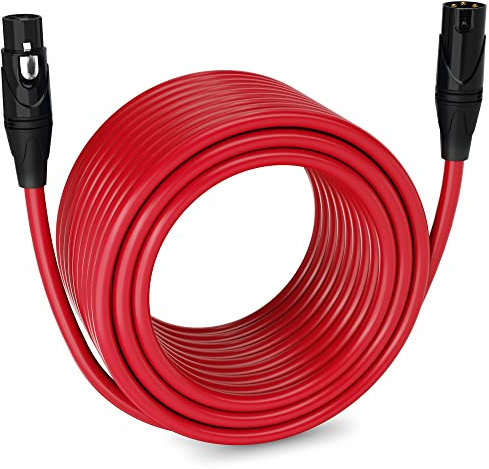 LyxPro 100 ft Balanced XLR Mic Cable, Male to Female, Red
