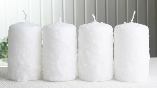 CandleCorner Weihnachtskerzen 4er-Set Stumpenkerze Schneeball, ca. 10 x 6 cm Ø, weiß