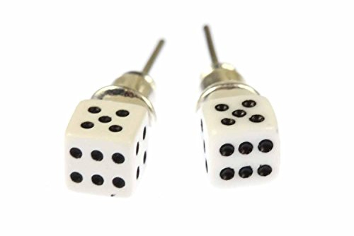 Miniblings Würfel Ohrstecker Stecker Ohrringe Spiel Kasino Spielen 3D 5mm weiß - Handmade Modeschmuck I Ohrringe Stecker Ohrschmuck