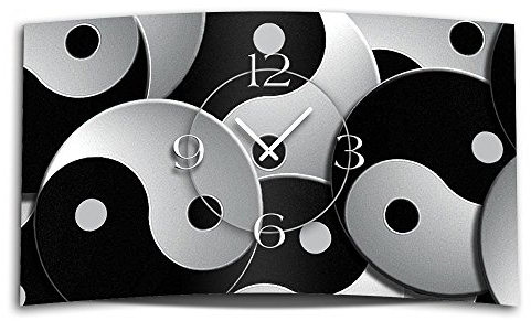 dixtime Motiv Yin Yang Designer Wanduhr modernes Wanduhren Design leise kein Ticken 3D-0321