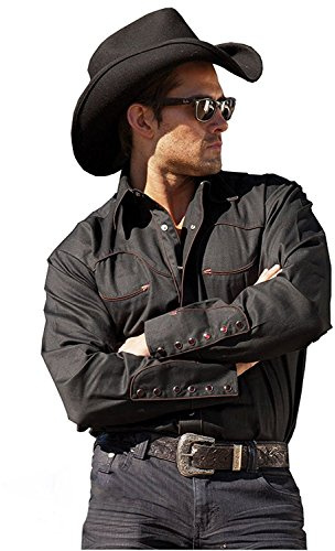 STARS & STRIPES Hochwertiges Cowboyhemd Westernhemd Jack schwarz, XL / 43
