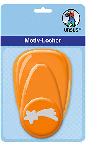 Ursus 19480068 - Motivlocher mit Hebel mittel, Komet, orange, ausgestanztes Motiv ca. 25,4 mm, aus Kunststoff mit Metallstanze, geeignet für Grammaturen von 160 220 g /qm