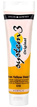 Daler-Rowney System3 Acrylic Paint, Plastic Tube, 5.07oz - 150 ml, Cadmium Yellow Deep Hue