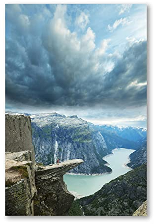 Postereck - 0138 - Trolltunga Norwegen, Wolken Felsen Berge Natur - Wandposter Fotoposter Bilder Wandbild Wandbilder - Poster - DIN A4-21,0 cm x 29,7 cm