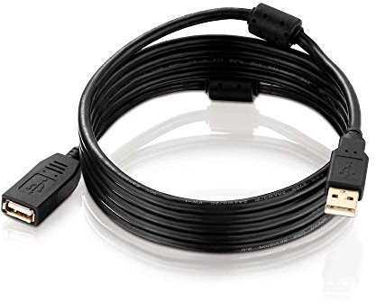 kab24® USB Verlängerungskabel A Stecker auf A Kupplung Stecker HQ schwarz, Ferrit, vergoldet AWG 28/24
