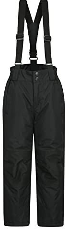 Mountain Warehouse Raptor Kids Snow Pants - Snowproof Boys Ski Trousers, Detachable Braces Bottoms - Ideal for Winter Skiing Holidays & Snowboarding Black Kids Size 5-6 Years