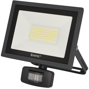 UNITEC LED Strahler mit Bewegungsmelder, 35 W, 4250 Lumen, IP44, Aluminiumdruckguss, Stecksystem & Schwenkbügel, Sicherheitsglas, energiesparend, langlebig, anthrazit