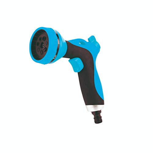 Pistola regulable 8 chorros bimaterial. Ergonómica. Fabricada en aluminio y cubierta por goma.