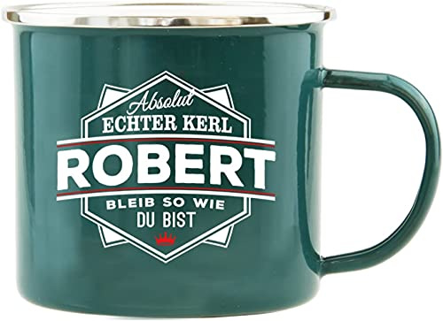 History & Heraldry Echter Kerl - Emaille Becher Robert - individuelle und personalisierte Tasse mit Name und Spruch