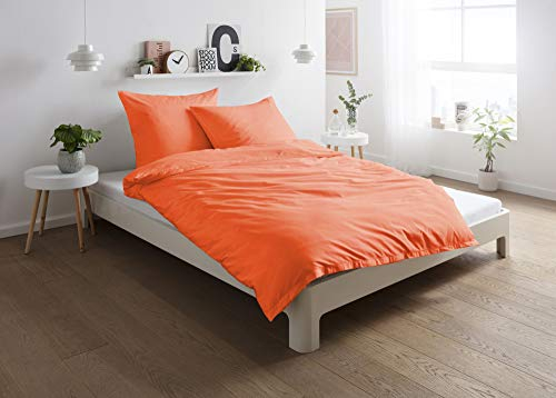 Carpe Sonno Mako Satin Bettwäsche 155 x 220 cm Hummer Orange - Hotelbettwäsche aus 100% Baumwolle robuster Reißverschluss - Hotel Bettgarnitur Set 2teilig Bettzeug mit 1 Kopfkissenbezug 80 x 80 cm