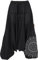 GURU SHOP Haremshose Pluderhose,Pumphose mit Mandala, Aladinhose aus Baumwolle - Schwarz, Damen