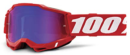100% Accuri 2 Goggle, Erwachsene, Rot mit Spiegel Rot/Blau Linse