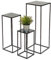 DanDiBo Blumenhocker Metall Schwarz Eckig 3er Set Blumenständer Beistelltisch 434 Blumensäule Modern Pflanzenständer Pflanzenhocker
