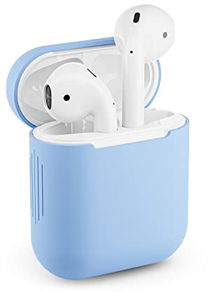 KLUCK Schutzhülle für Apple Airpods 1 & 2 Silikon Case Airpod Hülle Passgenau (Babyblau)