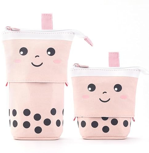 ANGOOBABY Stehendes Federmäppchen, niedlicher Teleskop-Stifthalter, Kawaii-Schreibwaren-Tasche, Make-up-Kosmetiktasche für Schule, Studenten, Büro, Damen, Teenager, Mädchen, Jungen, Weihnachtsgeschenk