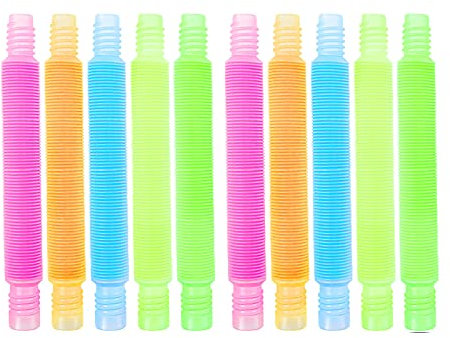Zayin Mini Tubos Pop Juguetes Sensoriales, Tubo Pop Luminoso Tubo Elástico Multicolor Juguete Educativo Infantil Interesante Herramientas Sensoriales Elásticas para - (Luminous 10pcs)