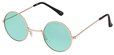 Ultra Monture Dorée avec Verres Verts Lunettes de Soleil Rondes UV400 pour Hommes et Femmes Petite Lunettes Rondes Rétro Unisexes avec Charnières Confortables à Ressort Lunettes de Soleil Circulaires