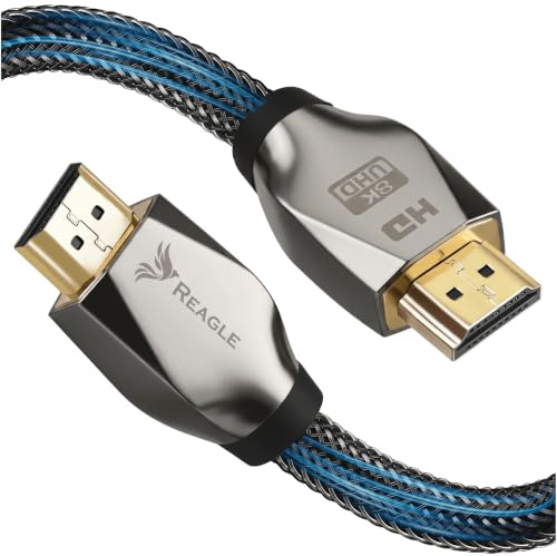 Reagle HDMI 2.1 Kabel – 8K@60Hz, 4K@120Hz 48Gbps, eARC, DolbyVision, HDR10, VRR, FreeSync, G-Sync, Nylon Geflecht, vergoldete Stecker, kompatibel mit PS5, Xbox Series X/S, LG OLED, RTX 30xx (1m)