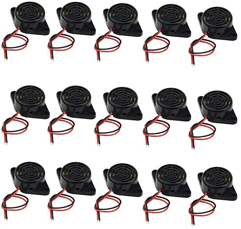 RUNCCI-YUN 15 Stück Elektronischer Summer, DC 3V 6V 9V 12V 24V Buzzer Alarm Piezo Sounder kontinuierlicher Sound arduino Buzzer