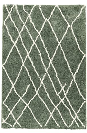 RugVista, Shaggy Tangier, Teppich, Kurzflor, 160 x 230 cm, Rechteckiger, Oeko-Tex Standard 100, Polypropylene, Flur, Schlafzimmer, Küche, Wohnzimmer, Dusty grün