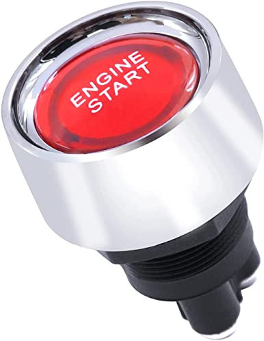 Taiss pulsante accensione auto 12V (ON)-OFF Pulsante Avviamento Motore 3Pin SPST 50A Interruttore di avviamento momentaneo,con Luce LED rosso Engine Start Button M-042-R