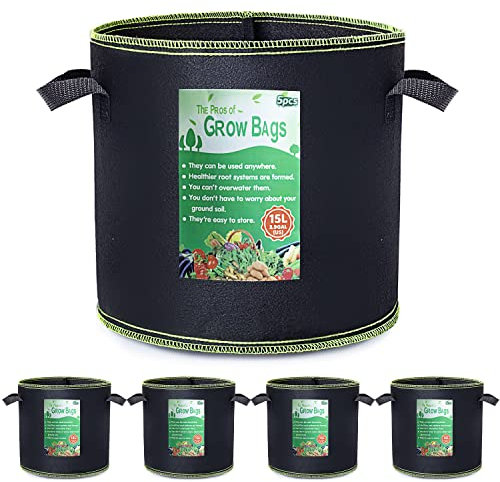 Growerz 15L (DIA27 x H26cm) Fabric Grow Pot – Durable Non-Woven PET Plant Container for Air Pruning, Root Health & Drainage – Reusable Pot for Indoor/Outdoor Gardening