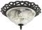 Traditional and Classic Matt Black and Frosted Floral Glass Flush Ceiling Light Fitting | 33cm x 11cm | 2 x E27 60w Maximum by Happy Homewares