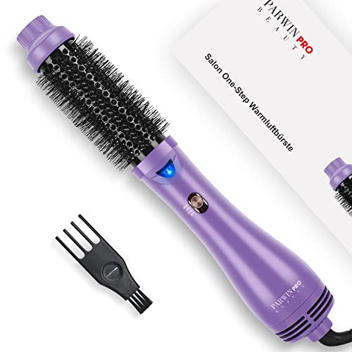 One-Step Warmluftbürste Föhnbürste, PARWIN PRO BEAUTY Rundbürstenföhn, 4 in 1 Rund Haartrockner lockenbürste, Ionen Fönbürste Rundbürste für Trocknen, Glätten und Volumen, 1000 Watt, (Lila)